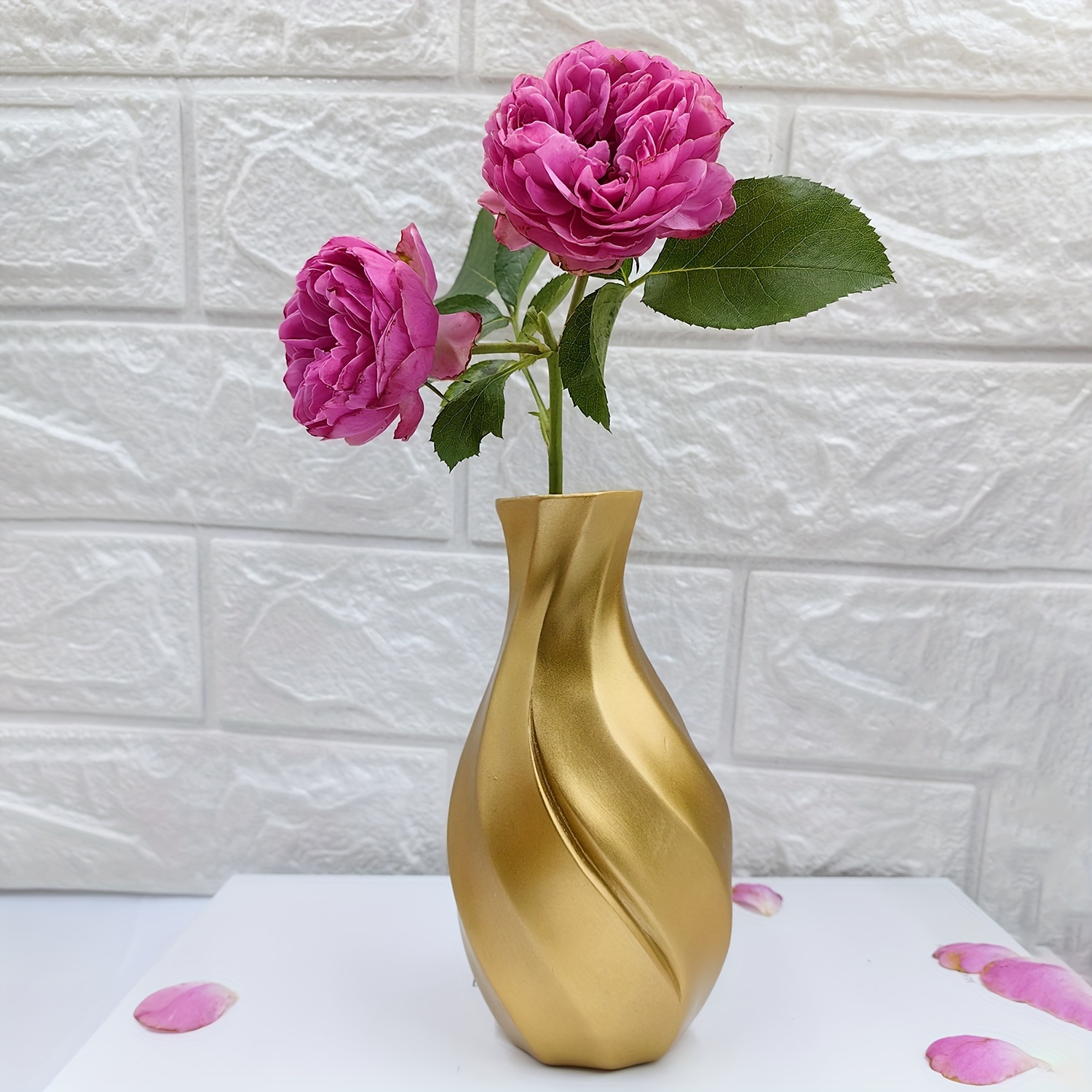 

Americana Style Resin Vase - 1pc Cylinder Decorative Vase For Living Room, Balcony, Office Desk Display