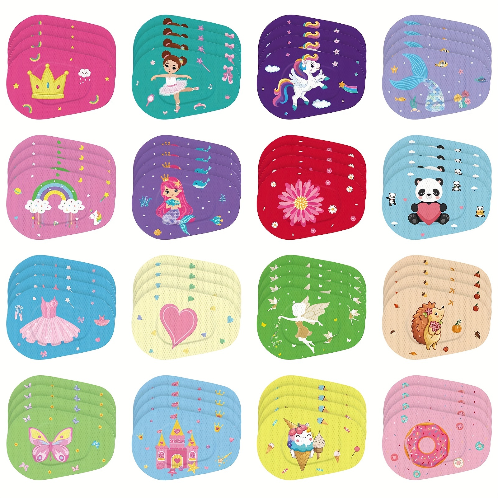 

[popular ] 16pcs Breathable Adhesive Eye Patches, Cute Patterned Disposable Eye Pads, 16 Styles - Latex-free For Types