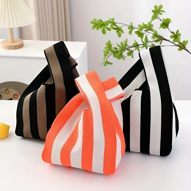 

Casual Striped Women's Handbag, Foldable Design, Outdoor Shopping Bag
