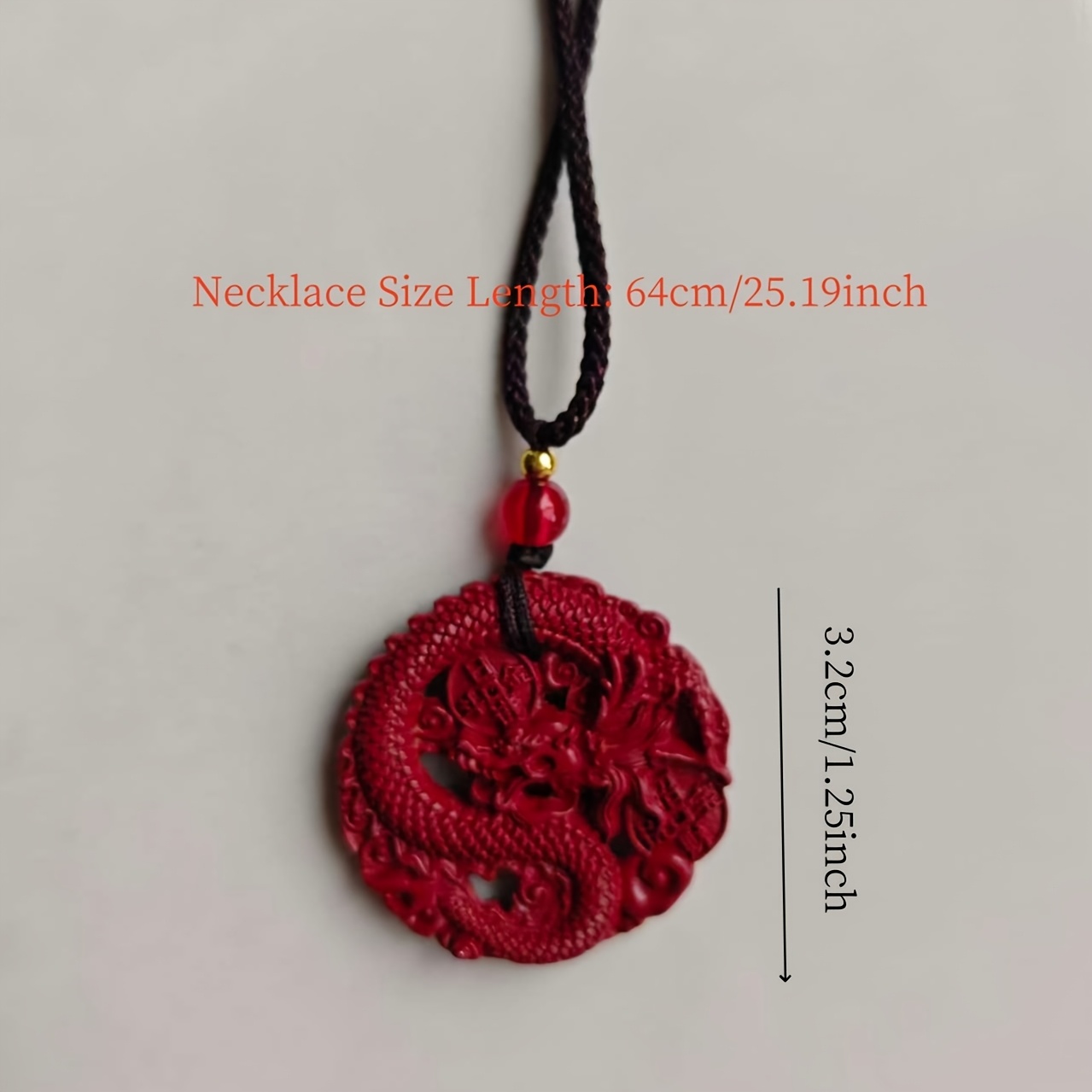 Red Natural Dragon Pendant, Couple Lucky Charm Necklace