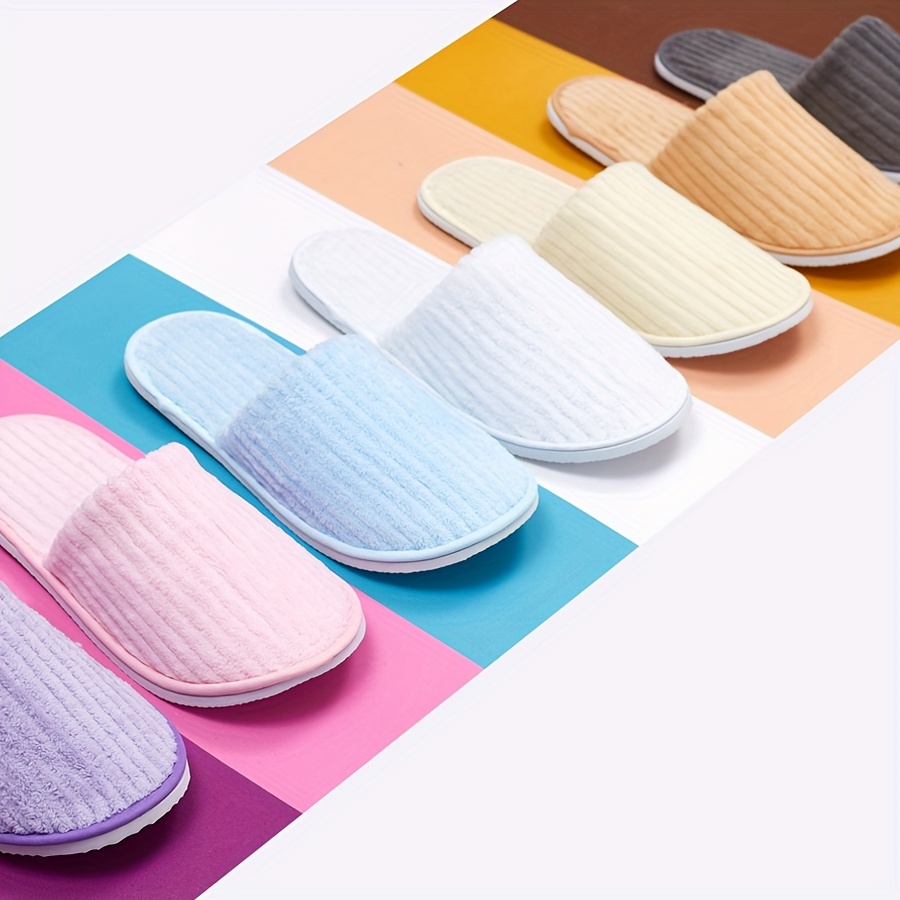 

Slip-resistant Indoor Slippers With Coral Fleece Lining, Soft & Cozy Home Shoes For Guests, Disposable Non-slip Floor Hotel & Travel Slippers