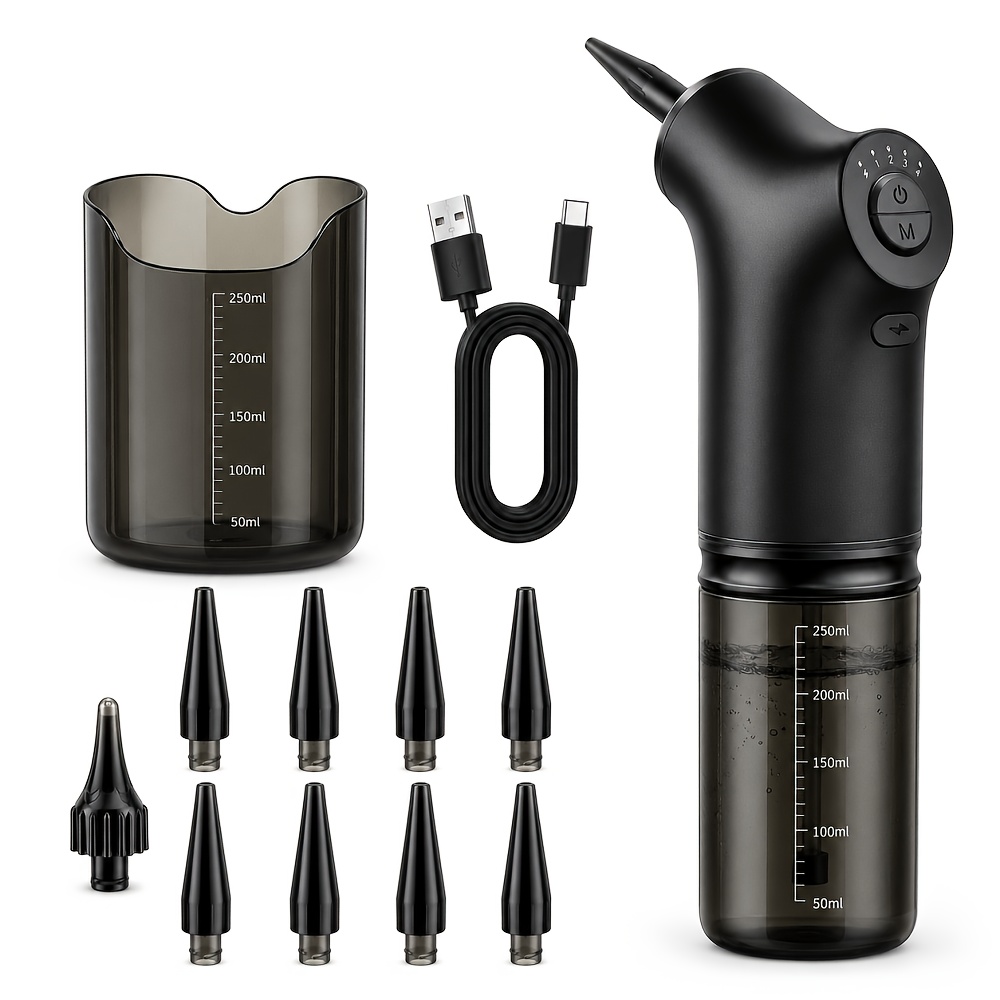 Image of Portable Electric Ear Wax Cleaner, Adjuestable 4 Pressure For Person Earwax Removal With Replaceable 10 Nozzles, Usb Rechageable With 2000mah Battery, Best Gift For Father Mother Friend.