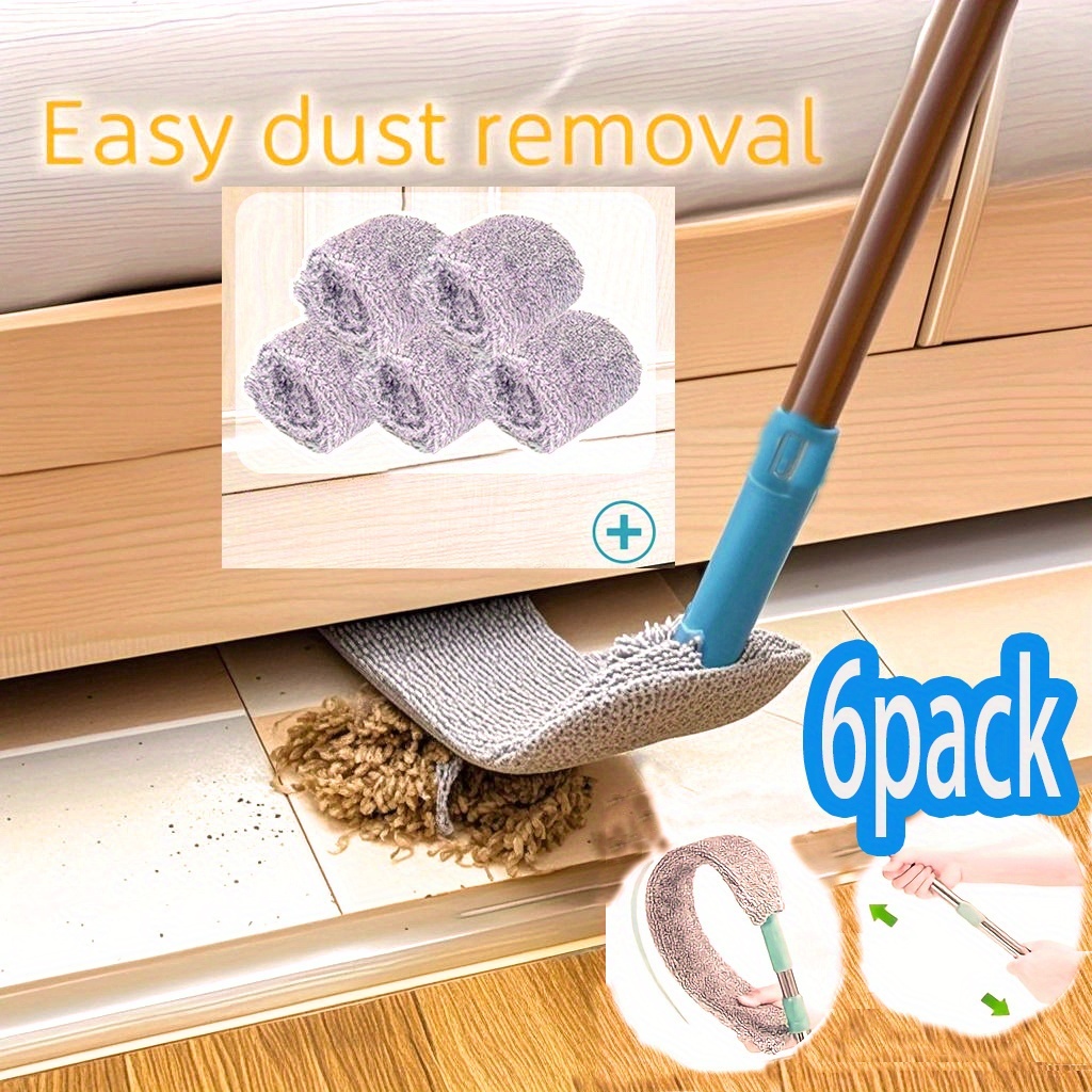 TEMU 6-pack Household Retractable Dust Removal Tool Microfiber Material With Extension Pole. Suitable For All Kinds Of Furniture Bottom And Narrow