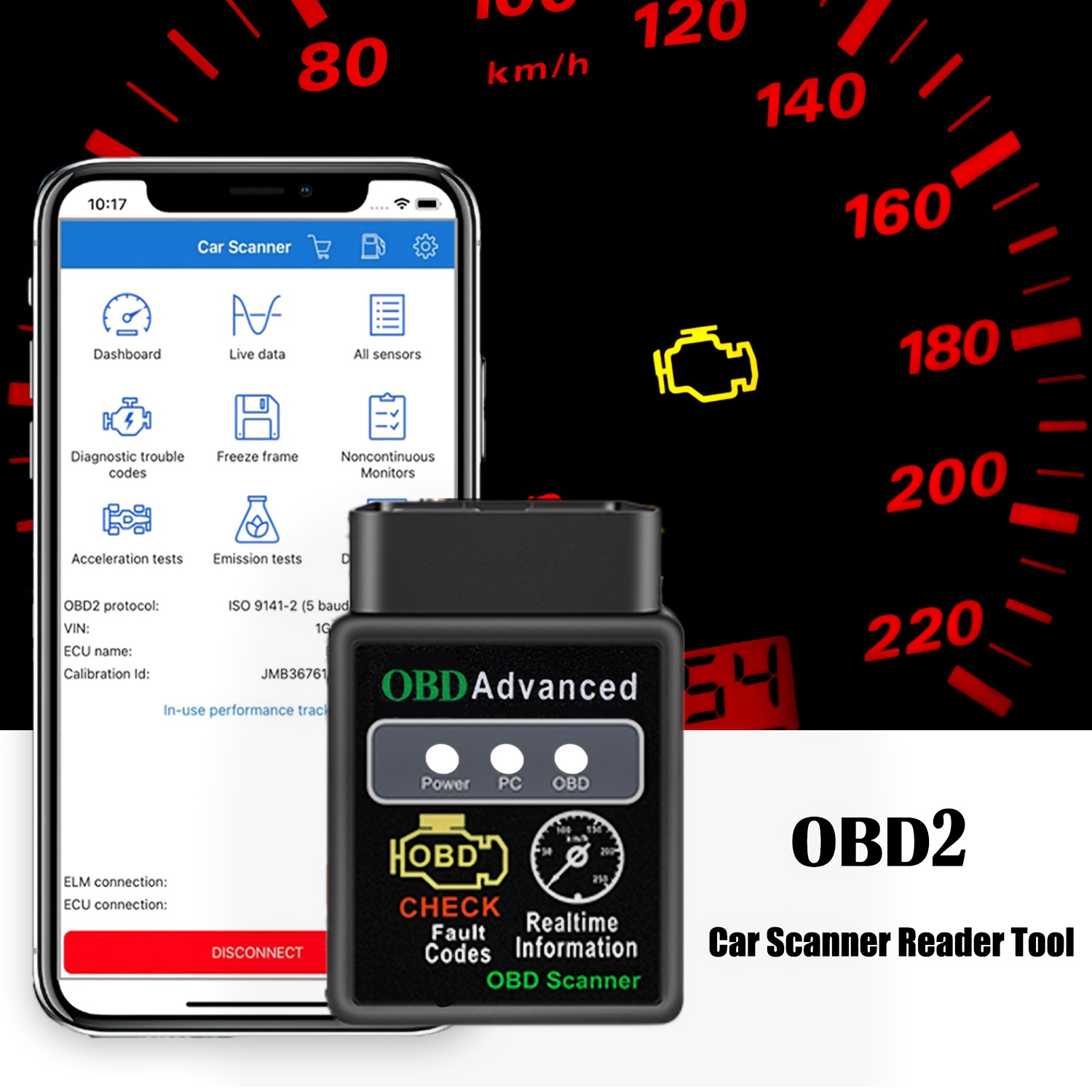 OBD2 scanner wireless diagnostic tool for check engine codes