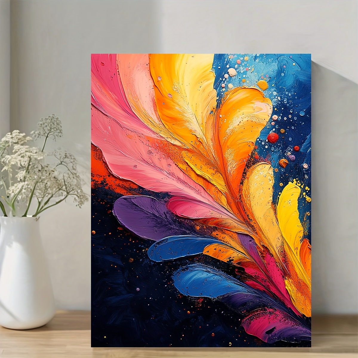 TEMU 2d Flat, 1pc 2d With Frame Canvas Painting 30*40cm Paint By Number Kit Colorful Abstract Paint By Number Kit Hand Painted Wall Art For