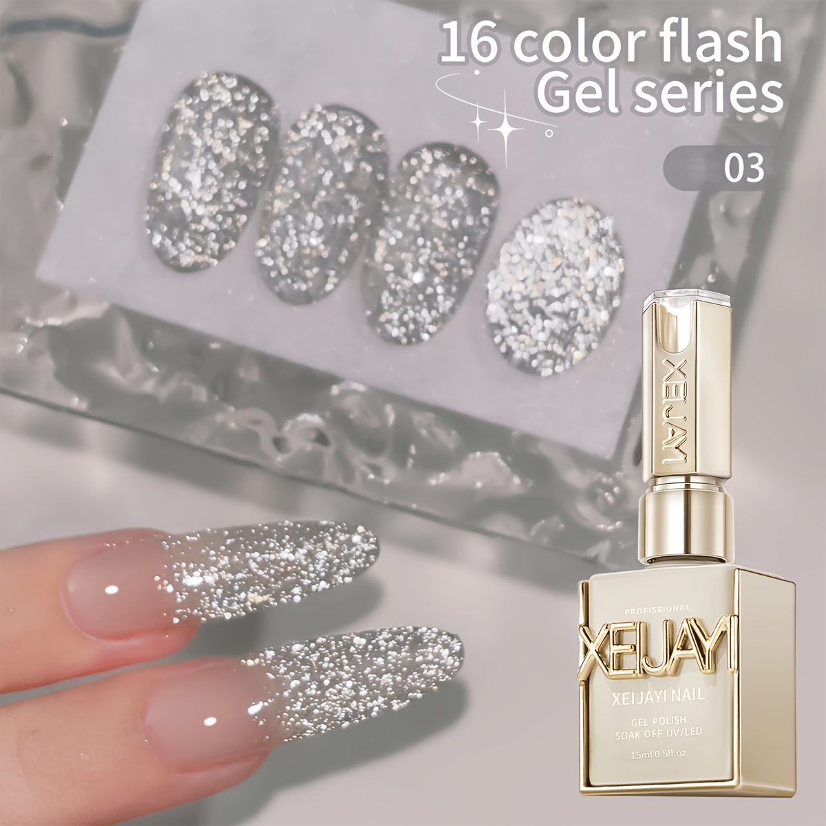 Image of Sparkling Gel Glitter Nail Art 16 Colors 15ml Gel Nail Polish Soaking Led Nail Gel Salon Female Nail Art Tools Fashion Nail Designs