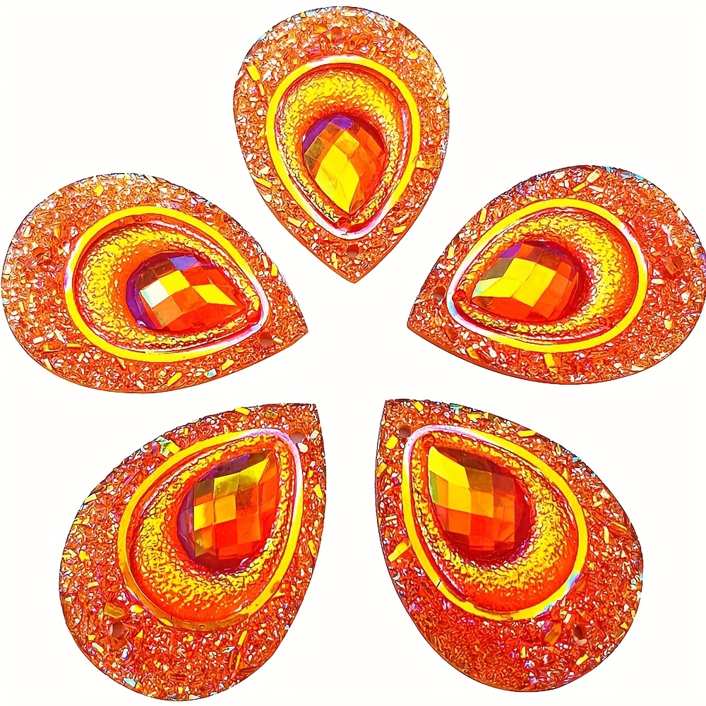 E-shop 20 Stück Glänzende Knopfperlen Bunte Nähperlen Strass Flachperlen Nähen für Kleidung Hochzeitskleid Dekoration 18X25mm 20 Stück