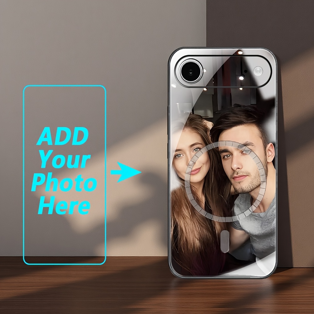 TEMU Phone Case: Magnetic Charging Mirror Glass Phone Case, Custom Photo For Lens   Back, Suitable For Iphone 17/16/15/14/13/12/11/7/8/x/xs/xs