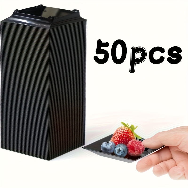50pcs Durable Appetizer Plates - 2. (6 Cm) Black Dessert Plates - Elegant Design Suitable For Weddings, Birthdays, And Formal Parties, Christmas New Year Dessert Plates