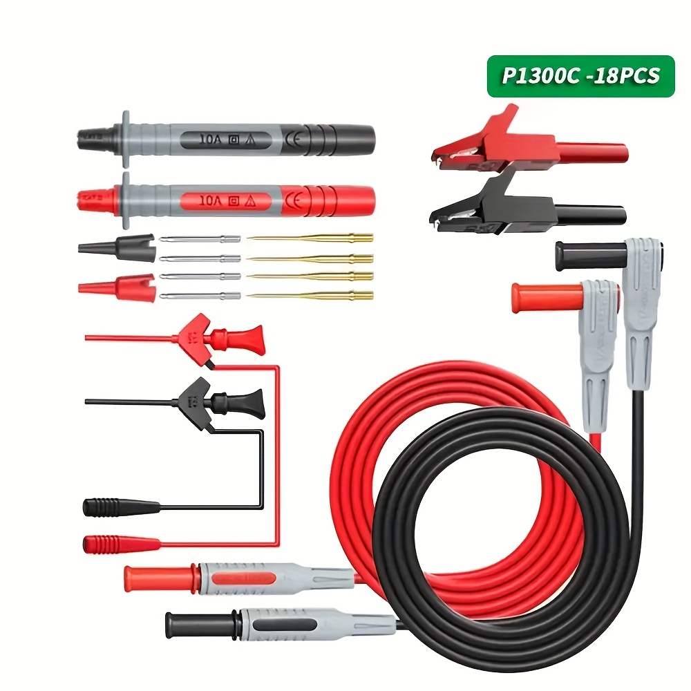 Peakelect 4mm Banana Plug Multimeter Test Lead Kit – 3ft, 20A, 1000V, With Replaceable Probe Tips & Alligator Clips