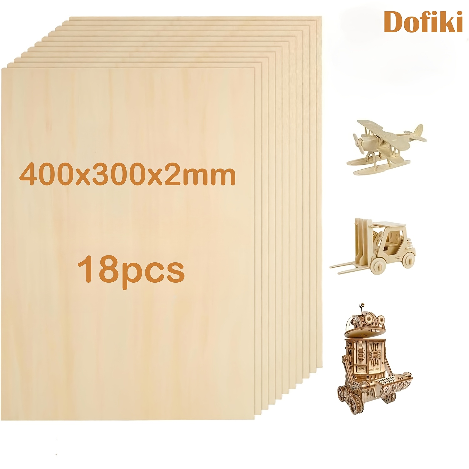 Dofiki 18/28/40pcs Basswood Plywood (400x300x2mm), 2mm Wood Sheets For Crafts, Unfinished Wood Boards Suitable For Diy Laser Projects, Wood Carving, Engraving, Painting, And Architectural Models