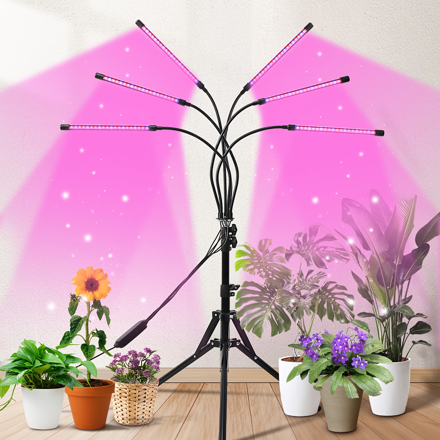 Indoor * Lamp with Bracket, 80 LED Lights, Floor-Standing Plant Lamp,  5-Level Adjustable Brightness And Automatic Switching Timer, Adjustable  Height, 3/9/12-Hour Timer, 20%-100% Brightness