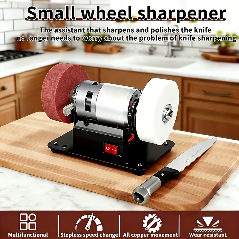 Mini Electric Drum Sander with Variable Speed-Compact Knife Sharpener And Polisher for Knife Making, Woodworking And Metalworking, And Crafts
