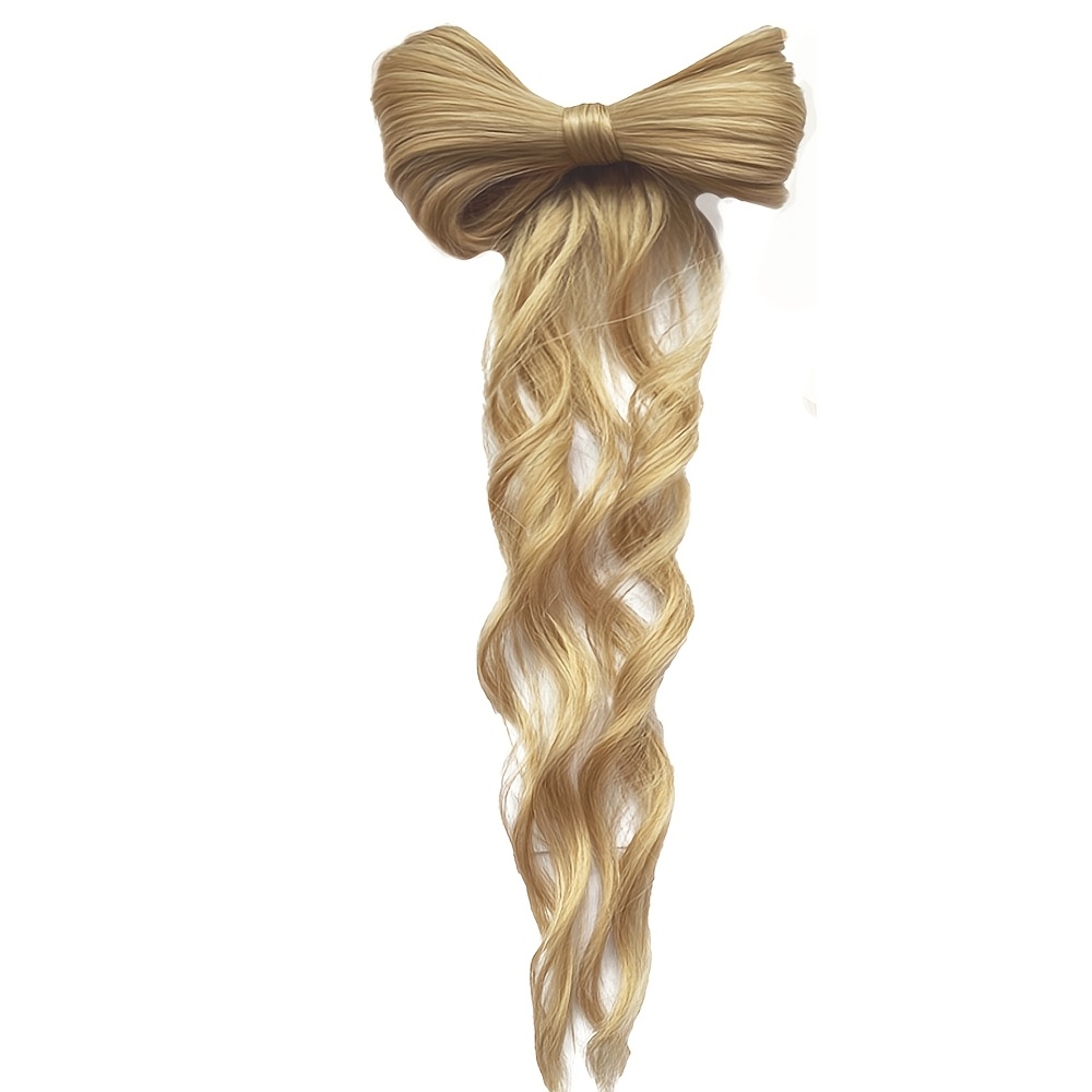 14inch/12inch Clip Colour Bow Claw Ponytail Extension - Heat Resistant Synthetic Hair For Women, And Halloween