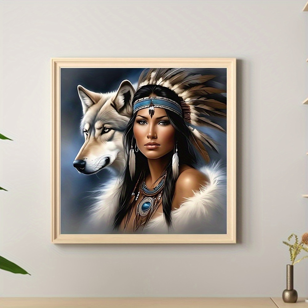 Woman and Wolves shops Framed 5D Diamond painting