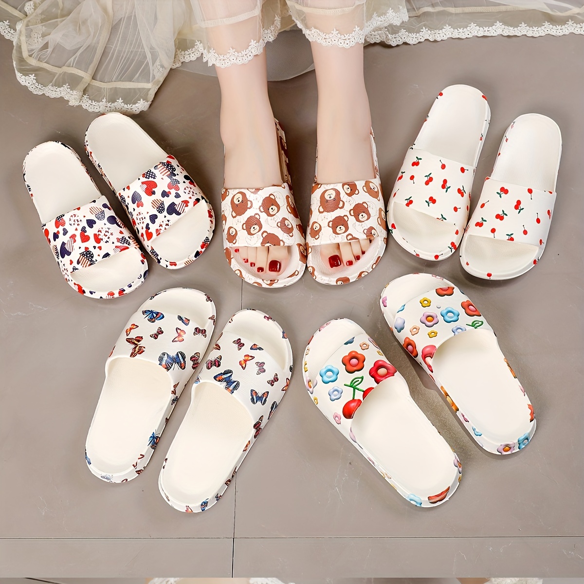 

Summer Fashion Slide Sandals, Printed Eva Indoor Home Footwear, Comfy House Floor Slides