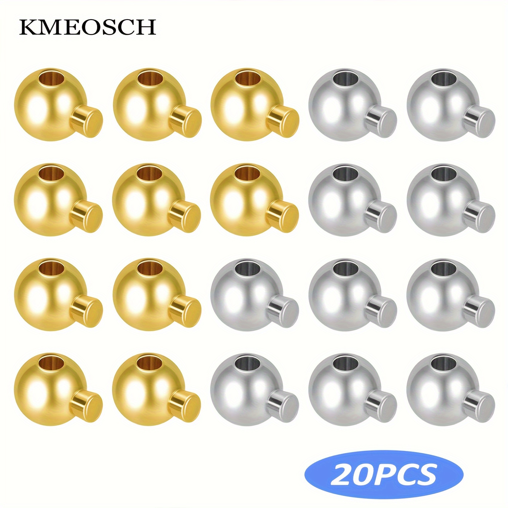 TEMU 10pcs/20pcs/50pcs Of Round Crimp Beads, Stopper Beads, And Bead Caps For Crafting Jewelry, Including Metal Spacer Beads And Crimp Charms For