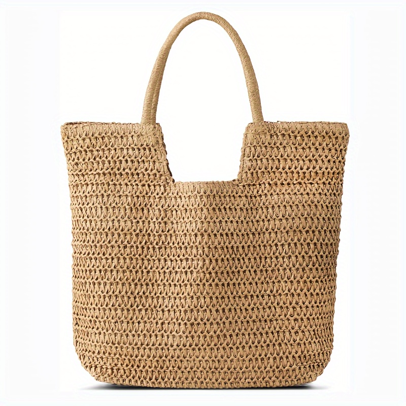 

Straw Woven Tote Bag, Large Capacity Shoulder Bag, Women's Casual Handbag For Travel Beach Shopping