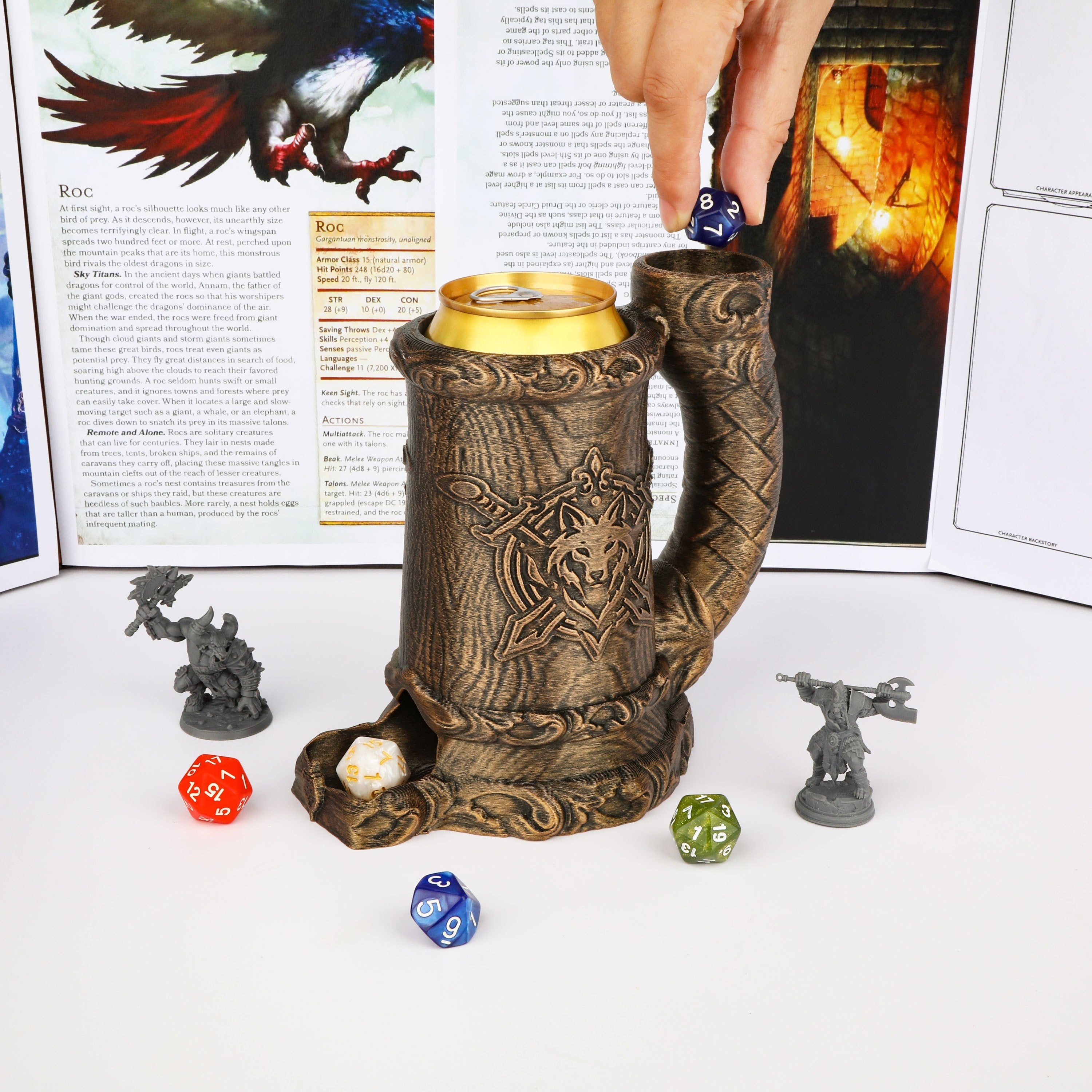 

Mug Dice Tower - Wolf Cup Dice Tower Tabletop Rpg Board Game Accessory, Ideal Gift For Tabletop Gamers, 3 Colors Available -black, Hand- Silvery And Bronze Color