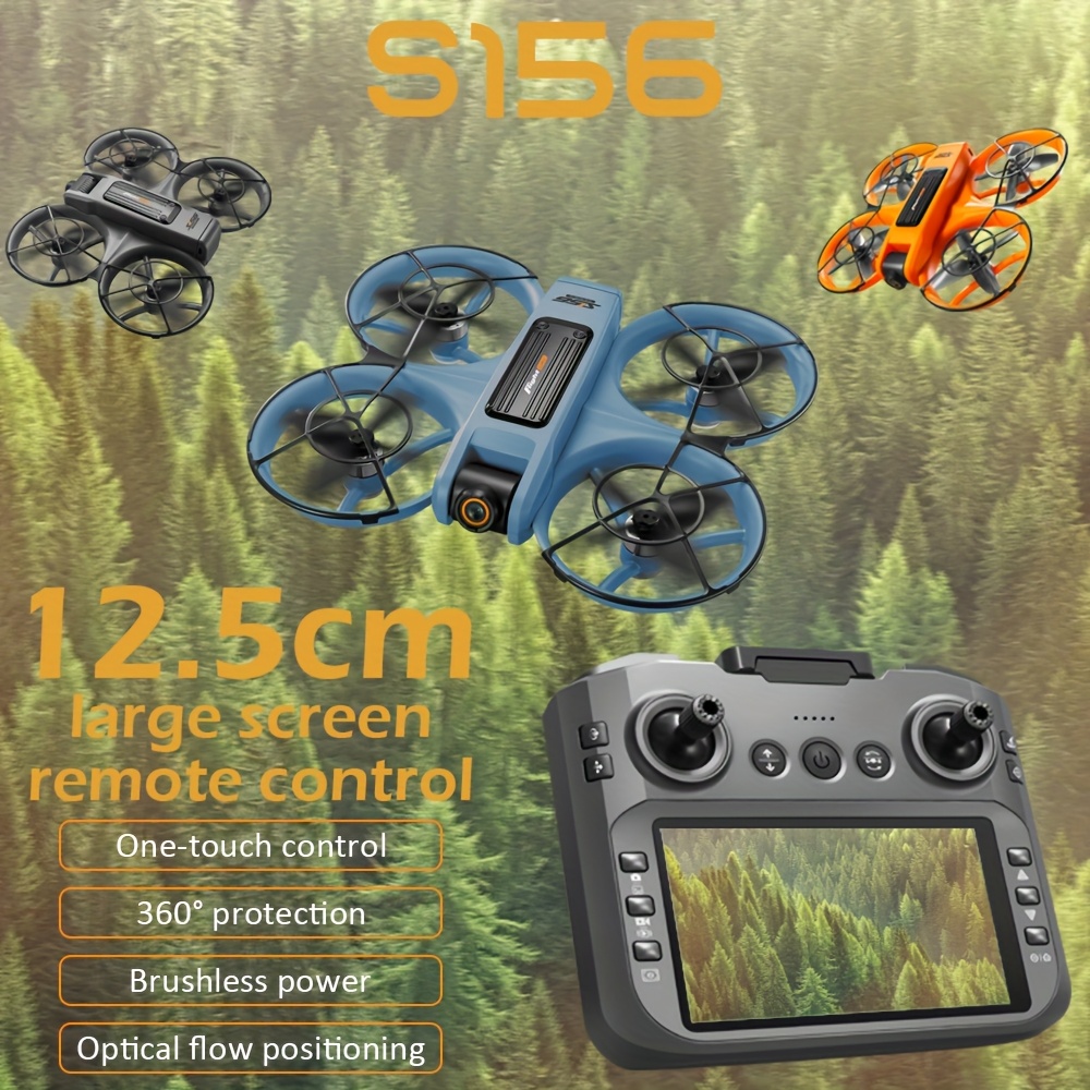 Dron S156 z optycznym przepływem, podwójna kamera ESC - bardziej kompleksowe kadrowanie, pilot zdalnego sterowania z ekranem - duży wyświetlacz 12,5 cm, silnik bezszczotkowy - mocny napęd, pozycjonowanie przez strumień świetlnym - stabilniejsze loty, swobodne przełączanie przerzedzenia na szybkość, regulowany tryb bezwładnościowy, nawigacja LED w ciemno, 360° ochrona - bezpieczny i antykolizyjny, odpowiedni dla dzieci i osób starszych, dron początkowej klasy,