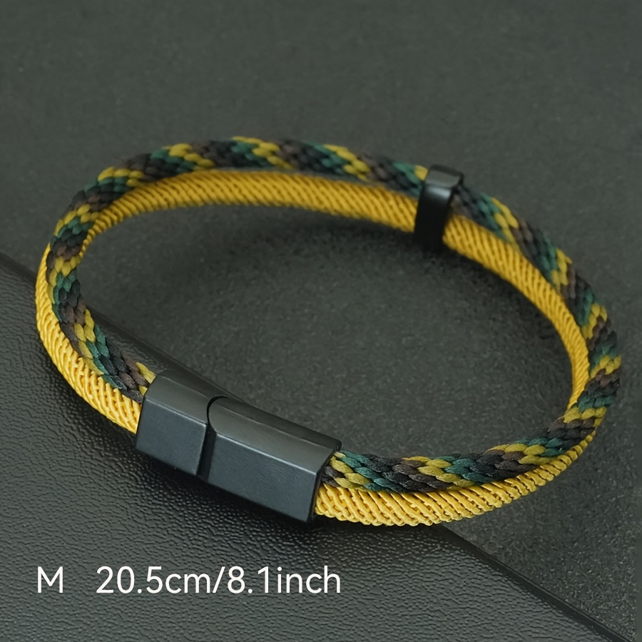 Men's Handmade Woven Bracelet, Detachable Clasp, Outdoor Style