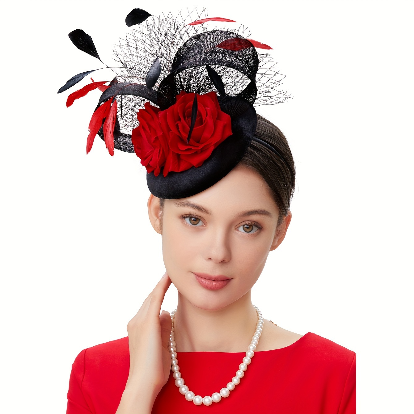 fascinator hat feather fascinators hair clip tea party - Temu display picture 3