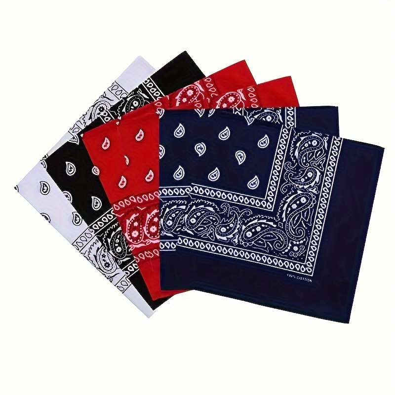 

4-piece Vintage Hip Hop Bandanas - Unisex, Polyester, Paisley Print Square Scarves For Outdoor Cycling & Casual Wear