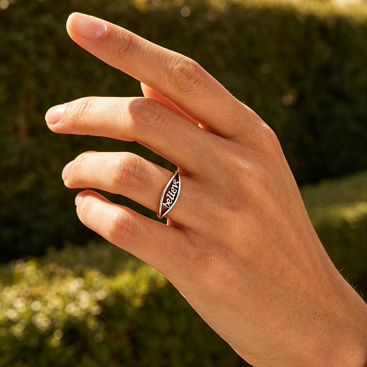 Women's Believe DIY Vintage Ring, 925 Silver Plated