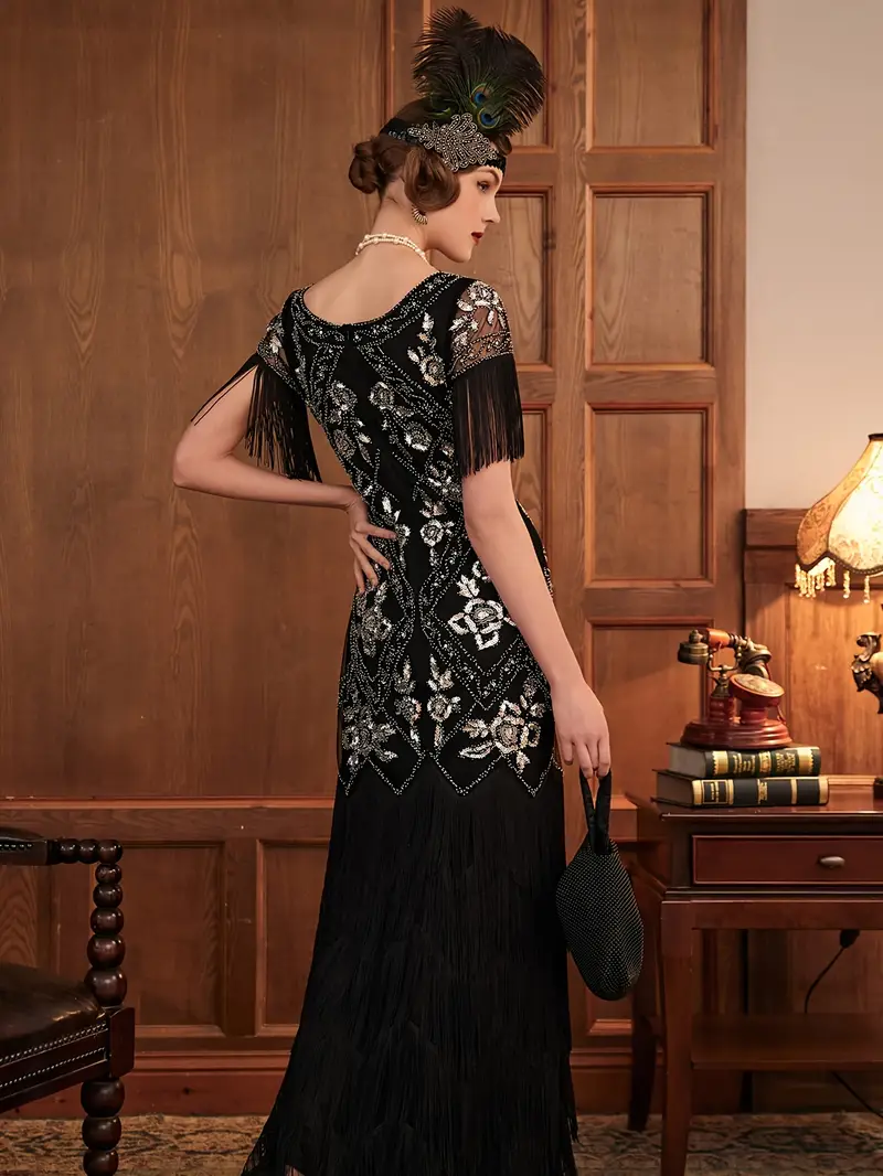 Beaded Classic Gatsby Dress Great Gatsby Accessories Flapper Dress Long Dress Accessories Women's Flapper Dress 1920s V-Neck Evening Gown, Beaded Classic Gatsby Dress Great Gatsby Accessories Flapper Dress Long Dress Accessories Women's Flapper Dress 1920s V-Neck Evening Gown,