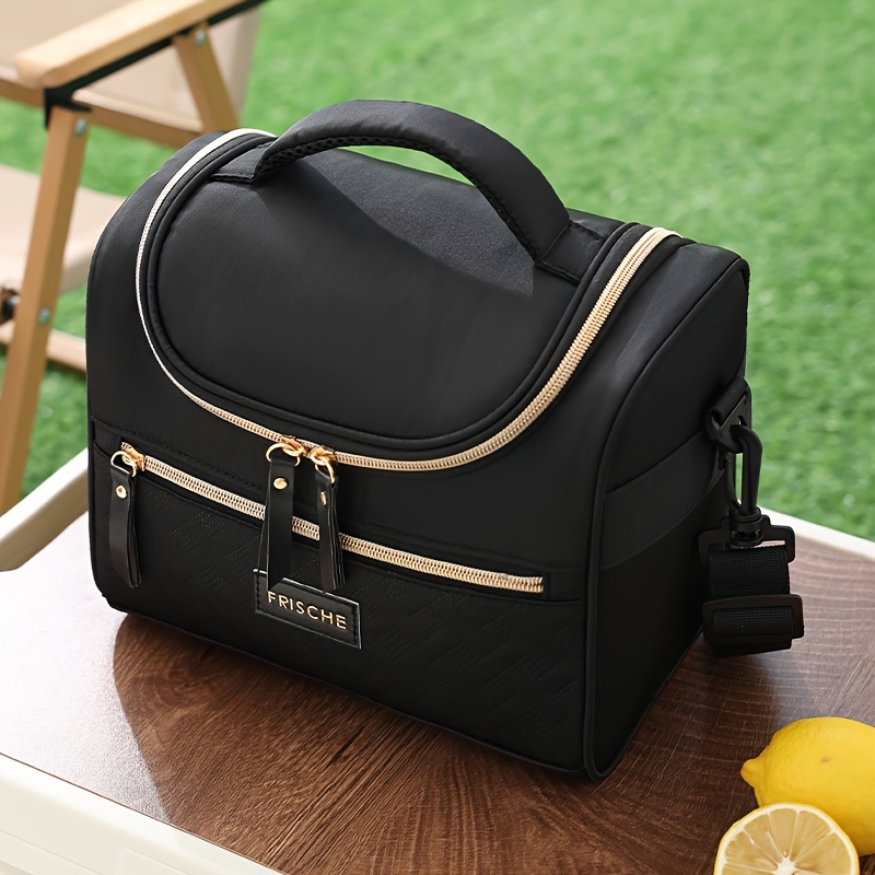 TEMU Insulated Lunch Bag, Thermal Food Container Tote, Travel Lunch Box Bag, Freshness And Cold Handbag, Outdoor Cooler Bag, With Built-in Insulation