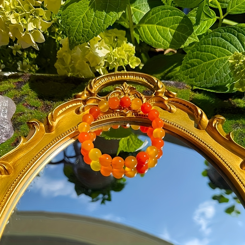Image of A Handcrafted Natural Stone Authentic Agate Bracelet - Bohemian Colorful (brown//beige) Elastic Stretch Beads, A Good For Men And Women, Perfect For Wear, Ideal As A Gift For Festival Or Everyday Use