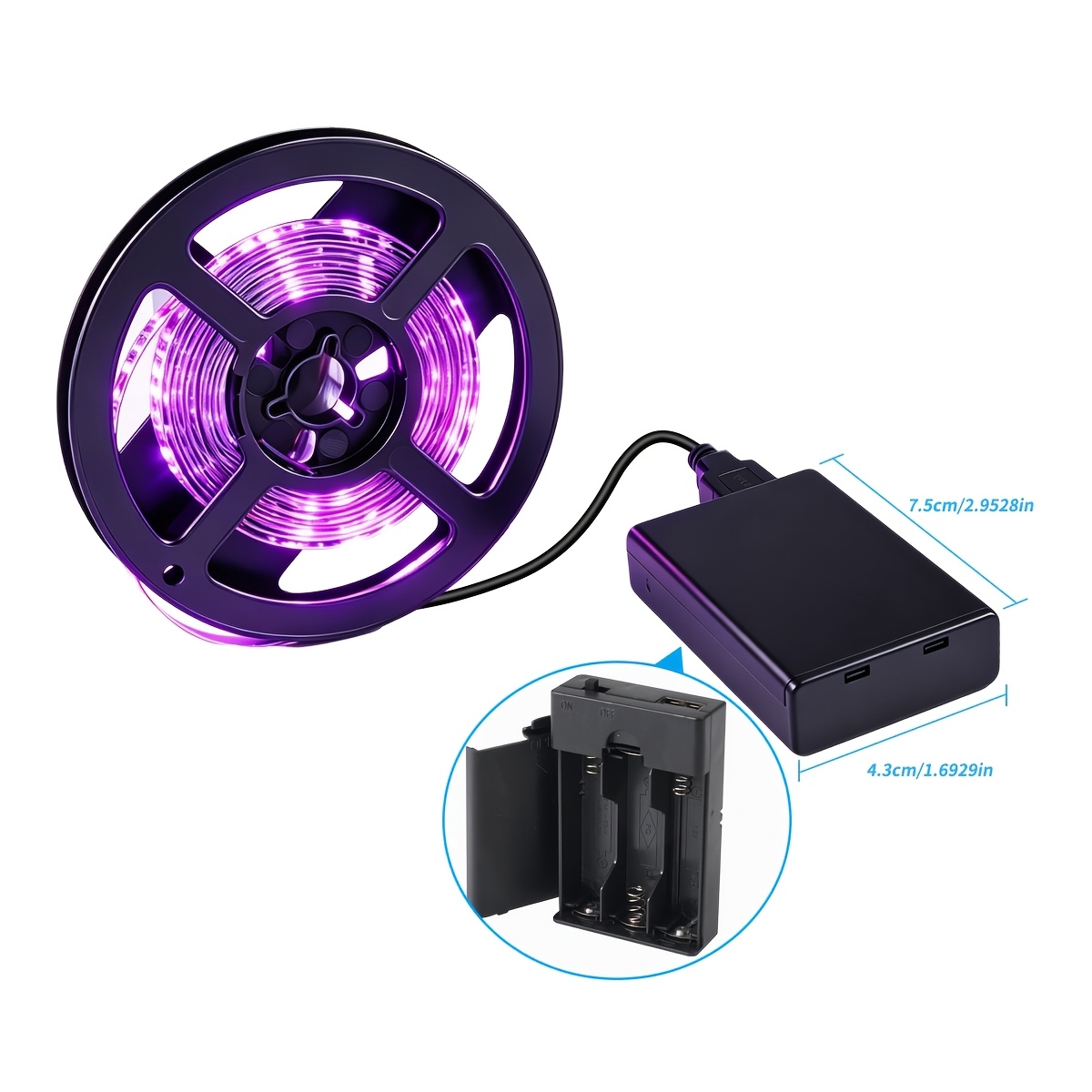 TEMU 1/2/3/4-pack Usb- Uv/blacklight Flood Light Strip With - 60leds/m Led Suitable For Glow Parties, Uv Reactive For Fluorescent Posters, Body , Diy