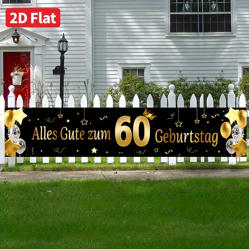 Image of 2d Flat, 2d Flat Banner, 1pc, 60th Birthday Party Decoration - Theme For , Versatile Use In Carnival Style (no Electricity Needed), Perfect For Entrance, Room, And Garden Lzk, 2d Flat