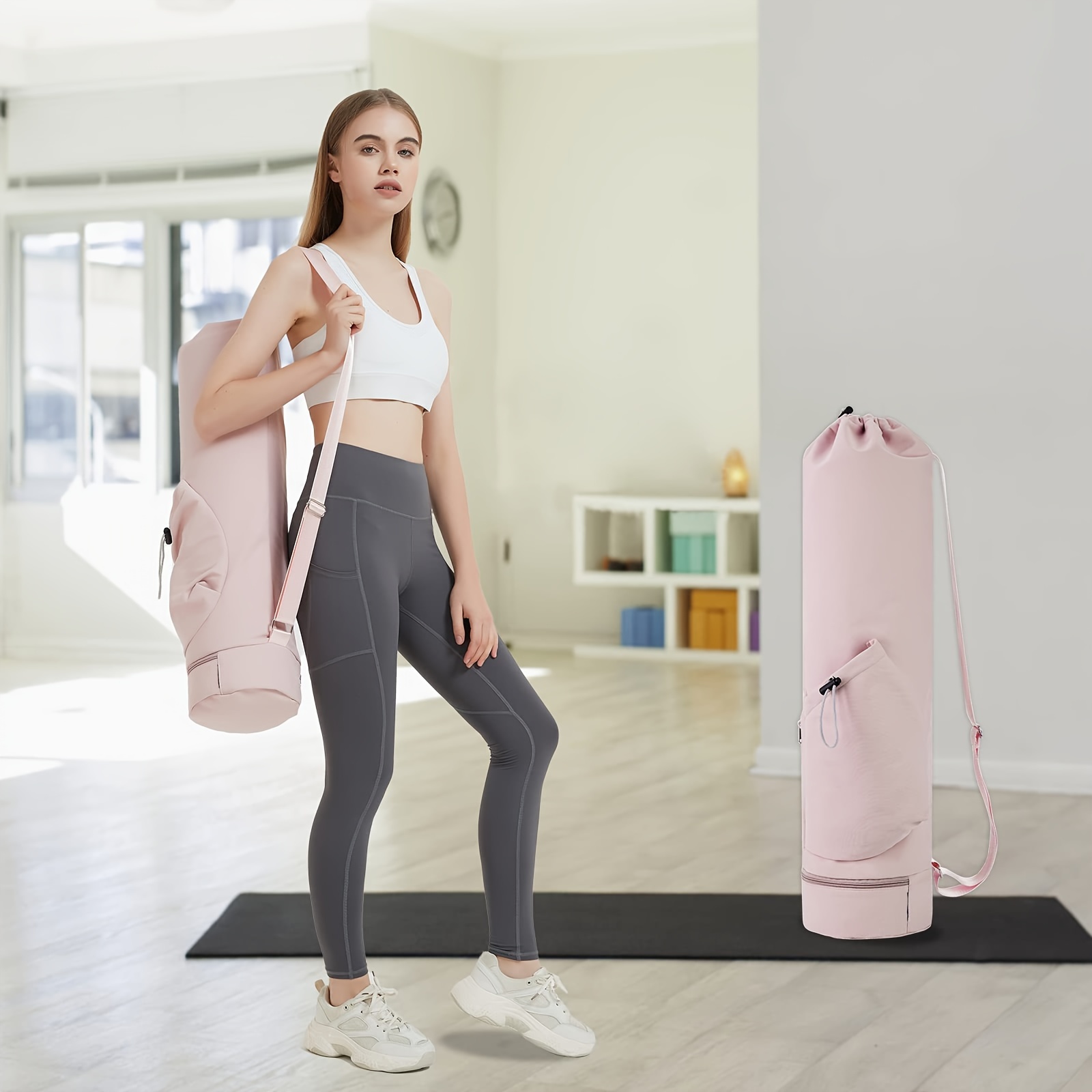 

Yoga Mat Bag With Water Bottle Pocket And Bottom Wet Bag Sports Yoga Mat With Shoulder Strap And Multifunctional Storage Bag