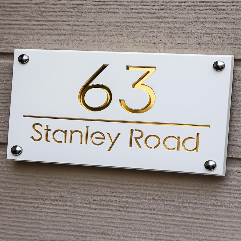 item picture Custom Acrylic House Number Plates - Laser-engraved Family Nameplates, Available in Double-layer Golden/Silvery Acrylic Designs. Perfect for Commercial Spaces, Homes, Apartments, and More. They Make Excellent Custom Decorative Gifts