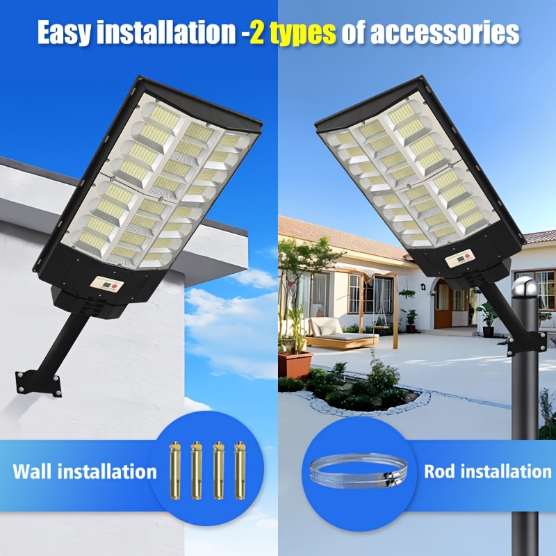 Outdoor Curved All-in-One Solar Street Light, 24000mAh Ultra-Large Capacity Battery, 1152LEDs Large Screen Illumination, Motion Sensor, with Remote Control, Suitable for Courtyards, Parks and Villas