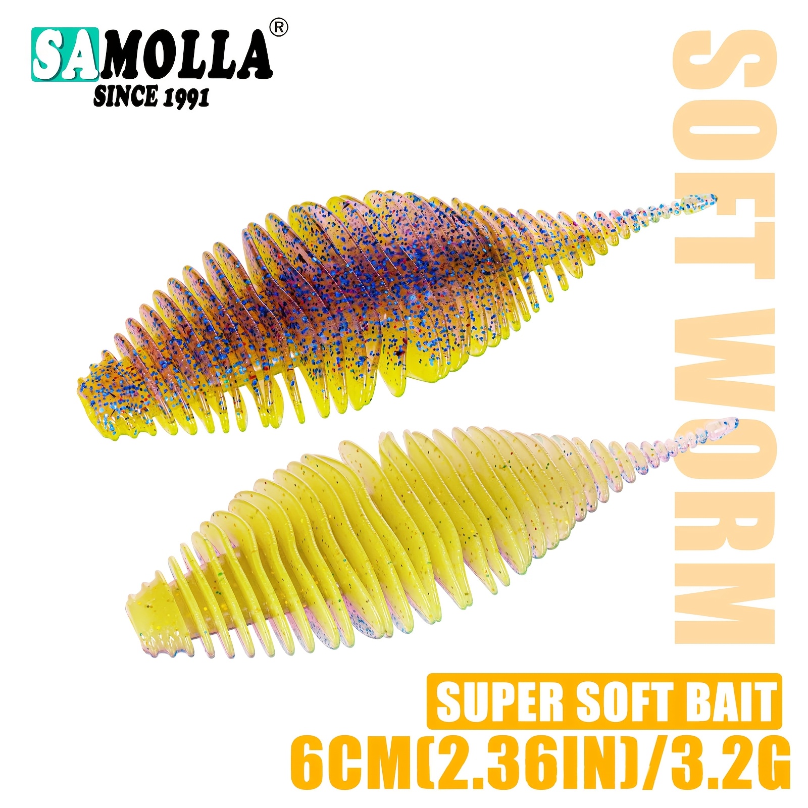 E-shop Samolla Soft Bait Swimbait, Würmer Bionischer Soft Minnow Köder, Weiche Plastik Köder für Forelle Walleye Barsch Angeln