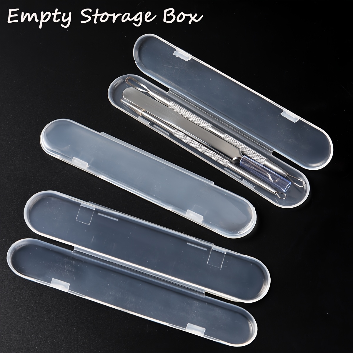 3pcs Empty Nail Art Tool Storage Box Plastic Container Plastic Organizer For Tweezers, Clippers, Pens, Polishing Files & Buffers
