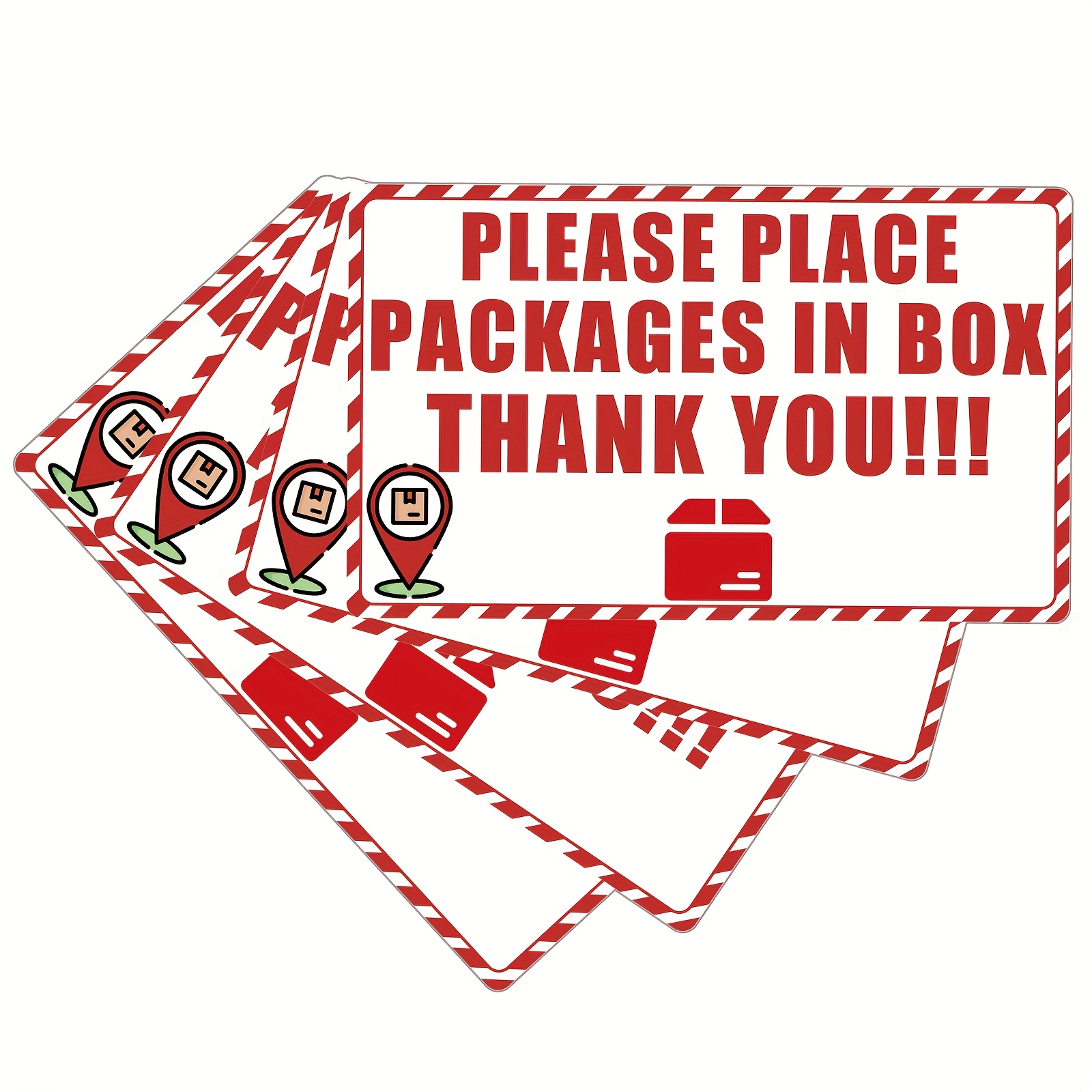 TEMU 4pcs Rectangulaires PLEASE PLACE PACKAGES IN BOX Autocollant Placement de Colis Bannière Autocollant Boîte de Transport Autocollant Bannière de