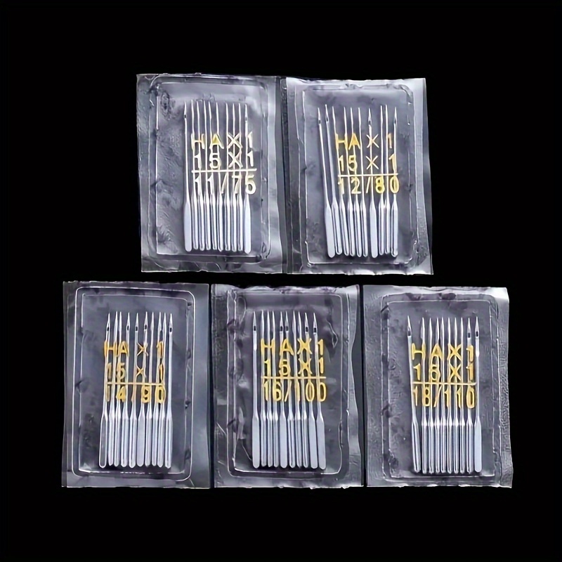 

Set Of 50 Vintage Sewing Machine Needles, 5 Sizes 11/75, 12/80, 14/90, 16/, 18/110, Compatible With Singer & Brother Machines, Household Sewing Accessories