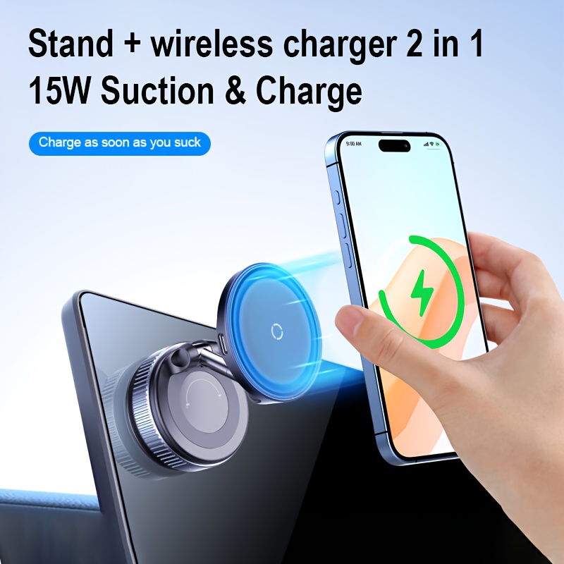 最新の磁気式携帯電話ホルダー、15wワイヤレス充電機能付き、360度回転可能な真空吸着マグネット 、ポータブル車用吸盤ホルダー、超強力磁気式携帯電話 、伸縮・折りたたみ可能、アングル調整可能な吸着小型超軽量携帯電話ユニバーサルホルダー、for iphone 16 15 14   pro max対応、すべてのスマートフォンに対応、家庭、車、フィットネス、オフィスなどに適しています 商品詳細 2