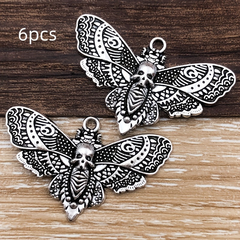 Image of 6pcs Vintage Skull Charms - Vintage Silvery Alloy Pendant - Fashion Jewelry Charms For Necklaces, Bracelets, Earrings Crafting Additions 27x43mm