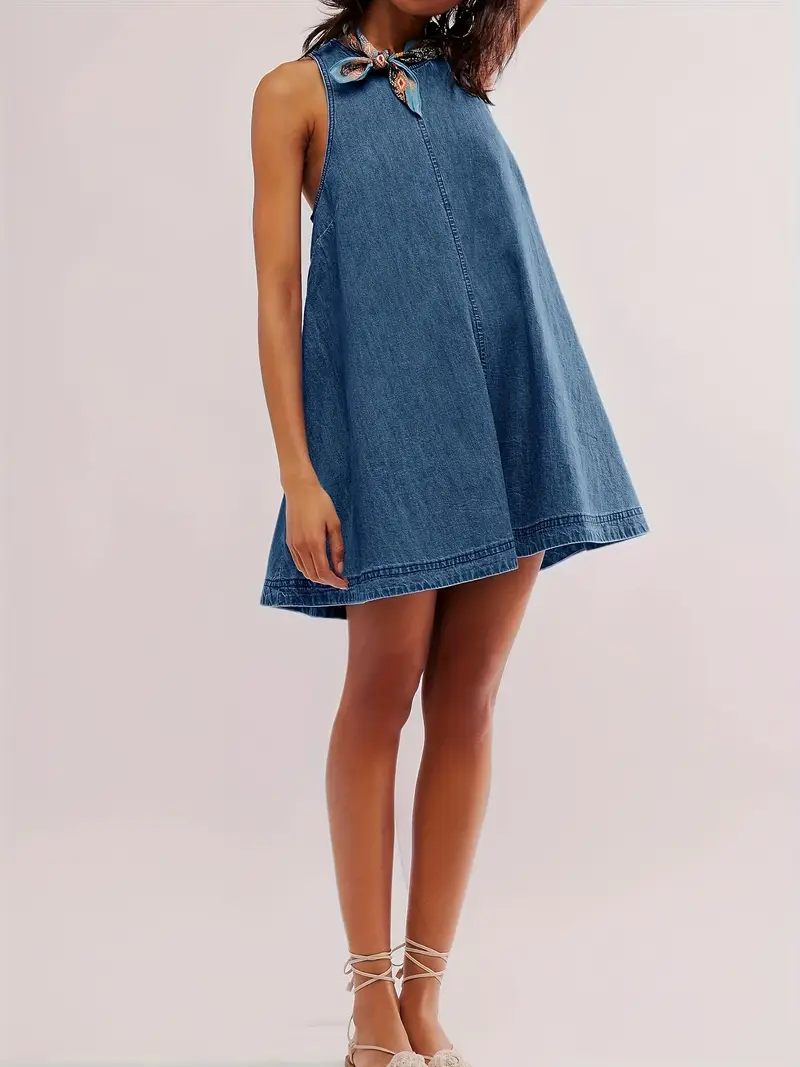 denim babydoll dress sleeveless Miss Selfridge denim babydoll dress in indigo