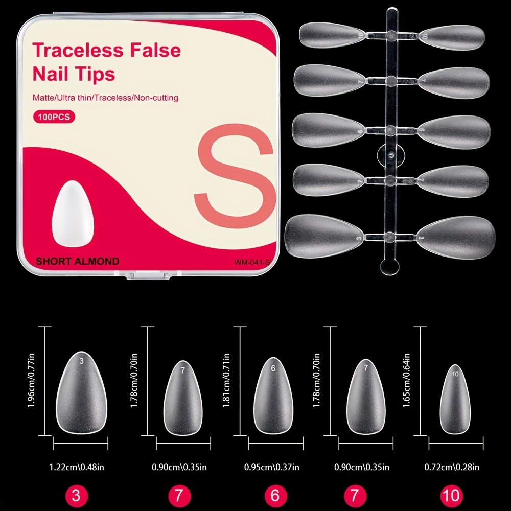 TEMU 100 uñas postizas QuickChic de gel transparente de presión - Forma de semimate de media, 12 tamaños de uñas postizas de cobertura total,