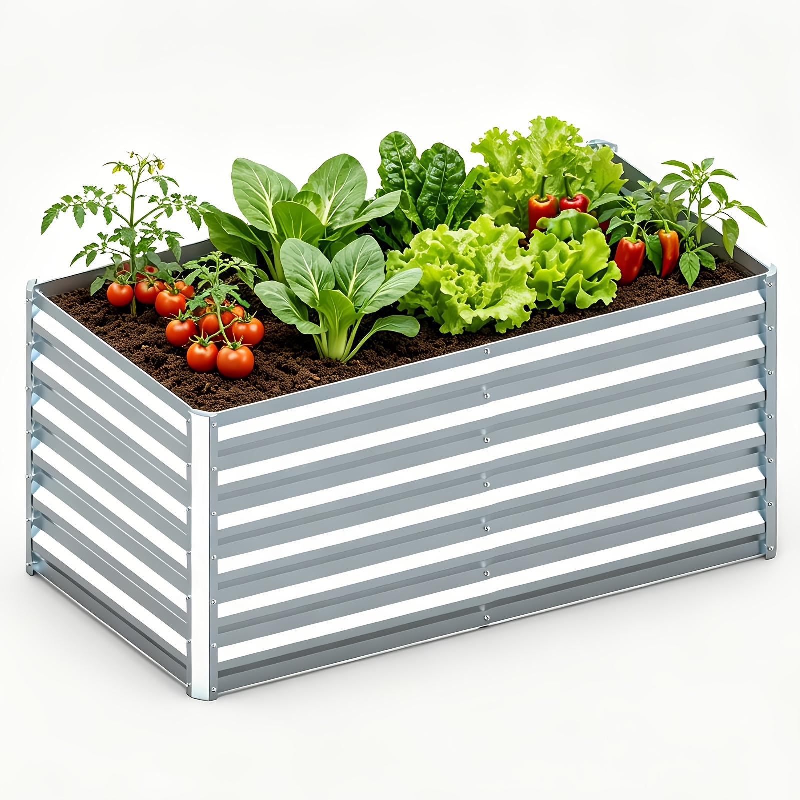 Image of Raised Bed Made Of Metal 180x90x60cm, Galvanized Steel Garden Bed Green, Easy Assembly With Struts For Vegetables Herbs Flowers In The Garden & Terrace