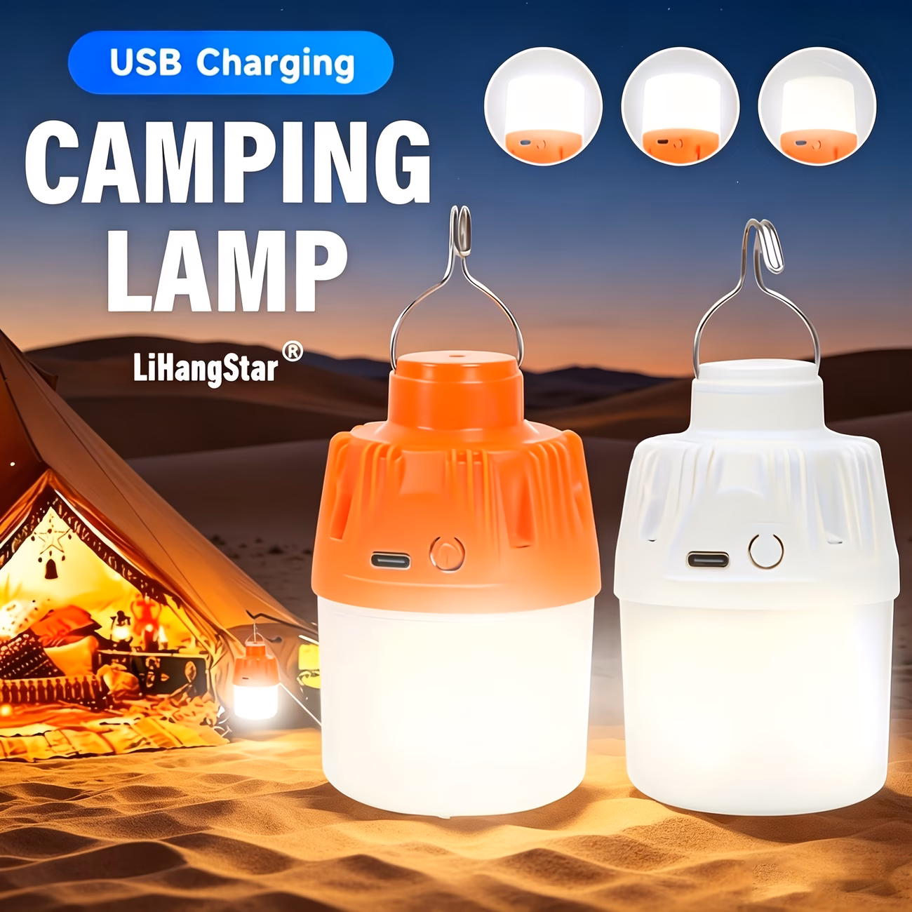 Lihangstar Camping Flashlight, Usb-Rechargeable Portable...
