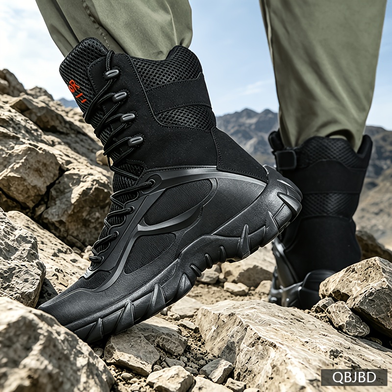 TEMU High-quality , A Must-have For Tough Guys, Breathable Mesh Fabric, Lace-up Fastening, Solid Sole, , Suitable For Daily Casual And Outdoor Hiking
