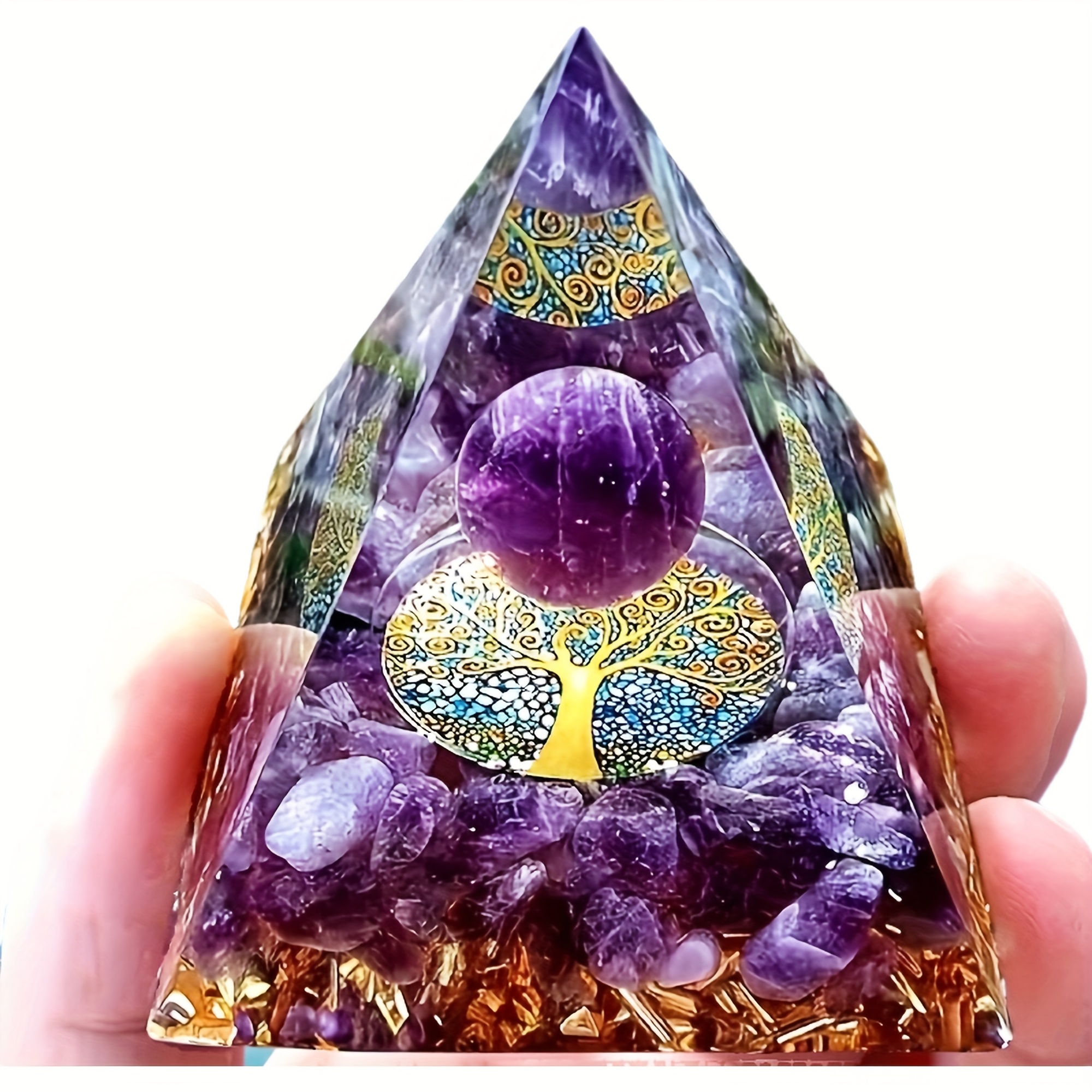 1pc Amethyst Orgone Pyramid Home Decor And Holiday Gift