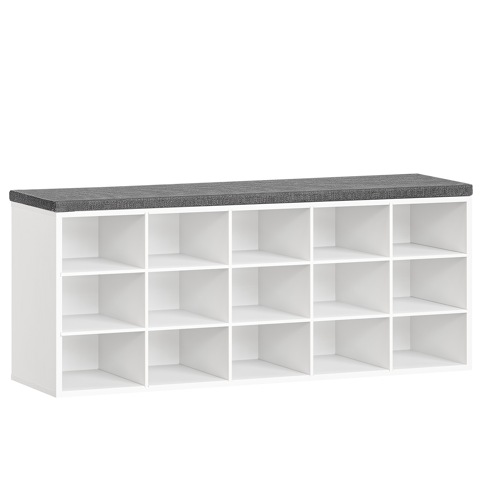 Image of Multifunctional Shoe Bench, Padded Bench, With Storage Space Shoe Rack, 15 Open Compartment Shoe Cabinet, Load-bearing 135kg, For Entrance, , Living Room And Bedroom
