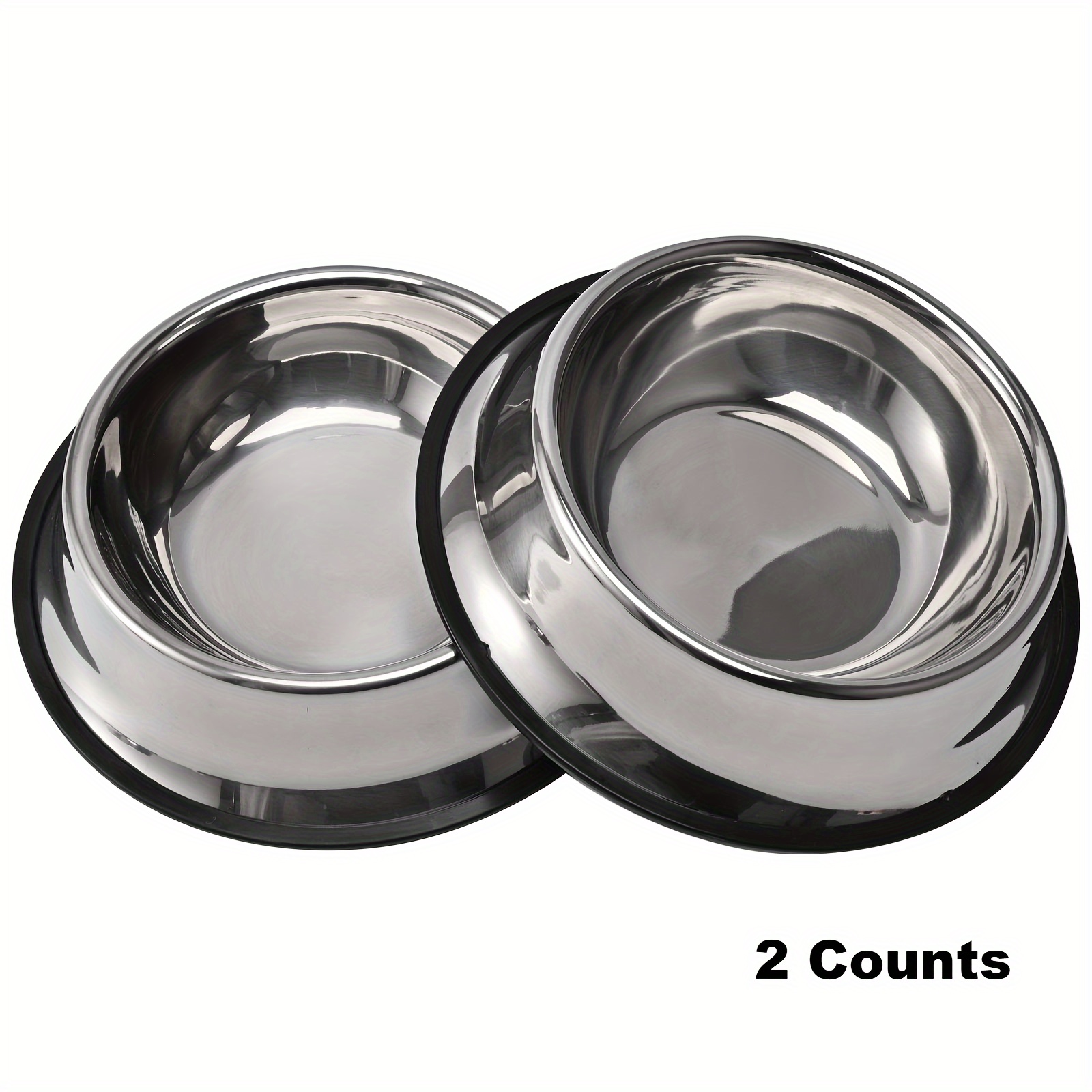 

2-pack Stainless Steel Dog Bowls With Non-slip Rubber Base - Perfect For Small To Large Pets, Durable Feeding & Water Dishes For Dogs And Cats, 8oz